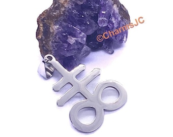 Edelstahl Leviathan Kreuz Anhänger: Schwefel Symbol Alchemie Schmuck
