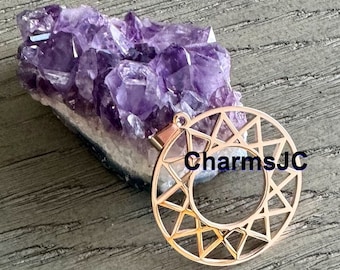 Rose Gold Dodecagram Charm: Stainless Steel Kabbalah Amulet
