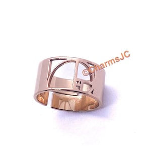 FIBONACCI Rose Gold Stainless Steel adjustable Ring, Golden Ratio, Sacred Geometry ring, Math, Phi, Fibonacci Spiral, Golden Spiral.
