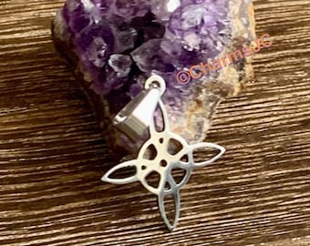 Stainless Steel Witch's Knot Pendant: Celtic Protection Charm