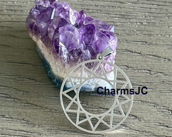 Dodecagram Star Stainless Steel Charm: Kabbalah Talisman (48x38mm)