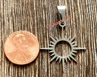 Stainless Steel Solar Eclipse Sun Charm Pendant (35x25mm)