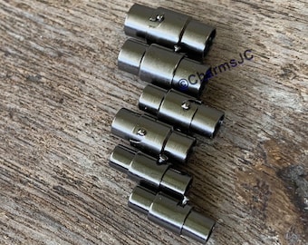 GUN METAL 3mm Hole Strong Magnetic Clasps With Locking Mechanism for round cord-Leather Cord End Cap-Connectors For DIY Jewelry Making.