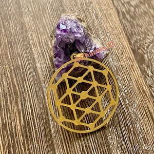 METATRON Cube Pendant, Merkabah Gold Plated Stainless-Steel Charm, Flower of Life, sacred geometry, Tetrahedron, Kabbalistic Tree of Life