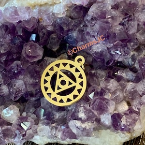 VISHUDDHA Gold Plated Stainless Steel  Chakra Charm, Throat Chakra #5