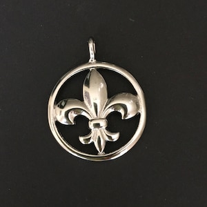 FLEUR de LIS Stainless Steel Charm , Hanger Hoge Poolse voorzijde