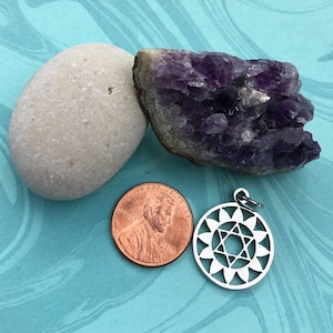 ANAHATA Round Stainless Steel  Chakra Charm-Pendant, Heart Chakra #4