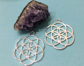 SEED of LIFE set of TWO (02) Silver Plated Pendant-Charms