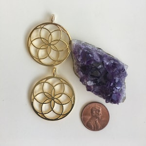 Seed of Life SET of TWO (02) Gold Toned Pendant-Charms