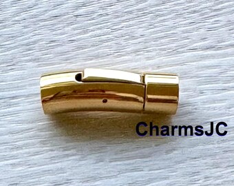 8mm Hole Bayonet Clasp, Gold-Plated Stainless-Steel Bayonet clasp for round cord, 8 mm hole inner diameter Push Lock clasp, Jewelry Making.