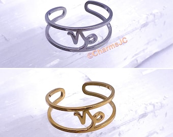 Capricorn Zodiac Ring: Adjustable Stainless Steel Horoscope Jewelry