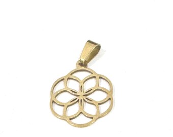 Seed of Life Stainless Steel Pendant – Sacred Geometry Charm, Spiritual Jewelry, Meditation and Yoga Gift, Gold Plated