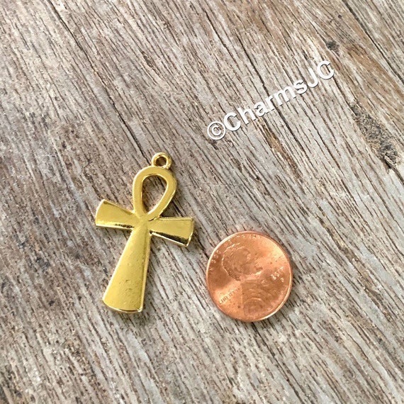 金メッキエジプトアンクペンダントチャーム（36 x 22 mm） - Etsy 日本