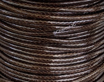 2mm Coffee Brown Korean cotton cord, High quality craft cord, macramé cord, sold in bundles of 1, 2,3 or 5 Yards, Round Soft Shiny Wax Cord.