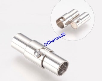 Stainless Steel Magnetic Clasp with Lock - 5mm Hole