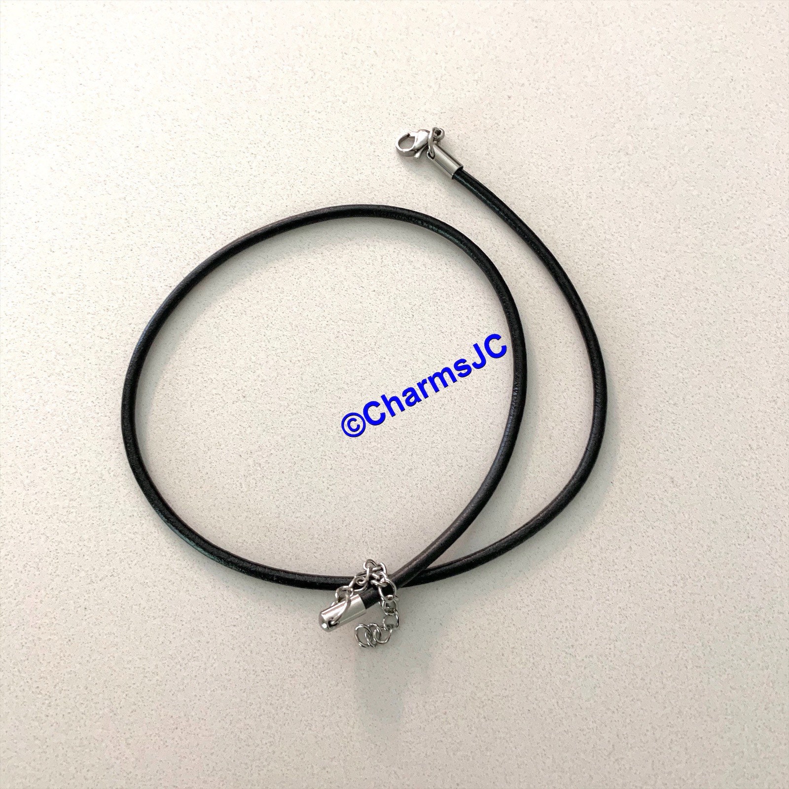 2mm Black Genuine Leather Cord Necklace 