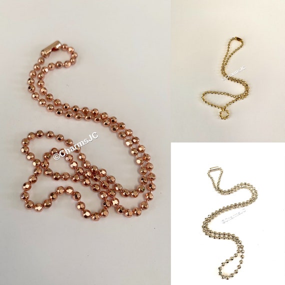 3mm Faceted Ball Chains Necklace Chains for Jewelry Making Silver, Gold and  Rose Gold Plated Men's & Women's 3mm Ball Chain 