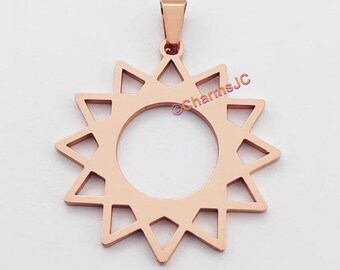 Rose Gold Plated Stainless Steel 12-Point Star Pendant (32x30mm)