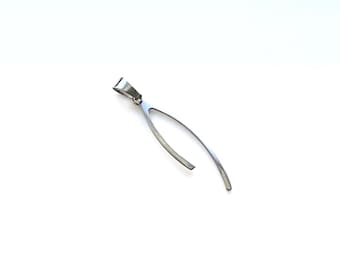 Wishbone Pendant: Good Luck Charm Jewelry, Minimalist Stainless-Steel Charm