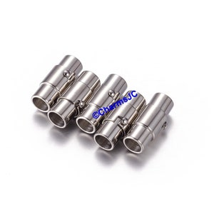 Set med 2 magnetiska spännen i rostfritt stål med lås: 3 mm hål