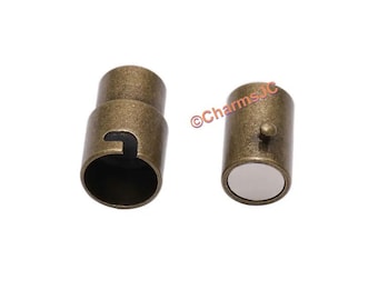 Antique Bronze Magnetic Clasps with Locking Mechanism: 3mm Hole DIY Jewelry