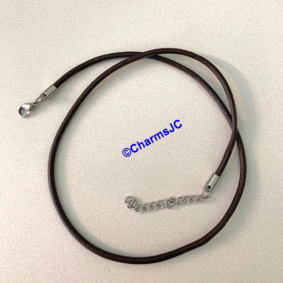 3mm Brown Genuine Leather Cord Necklace Stainless a Steel end Etsy