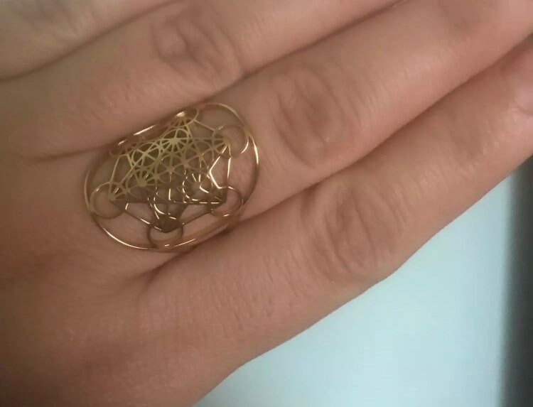 Bague Métatron Réglable Plaqué Or - Design Géométrique - Inox Plaqué Or Jaune - Neuf Sans Emballage