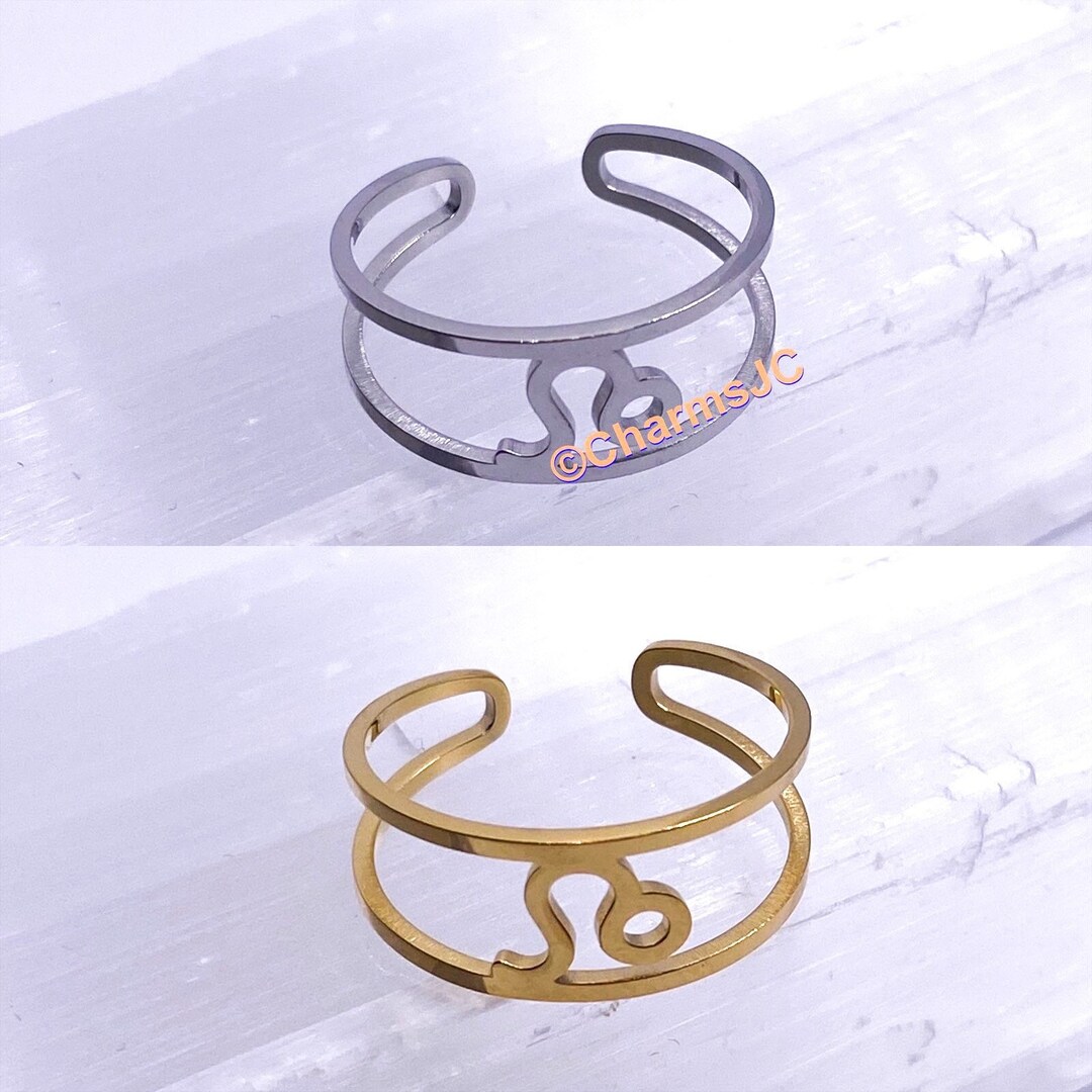 LEO RING Zodiac Symbol Stainless Steel or Gold-plated Stainless Steel ...