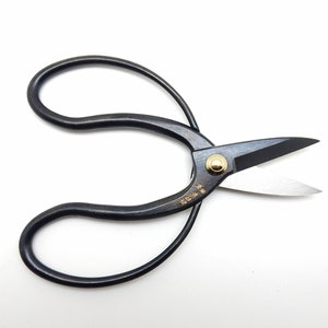 May include: Black pruning shears with gold accents and a curved handle. The shears have a sharp blade and are designed for cutting branches and stems.
