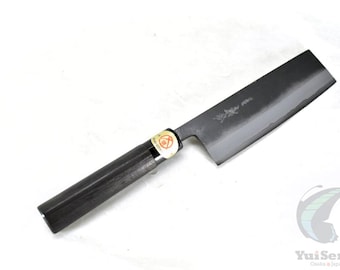 Yoshihiro KUSP Nakiri 165 mm – White Steel #2 Kurouchi Japanese Vegetable Knife