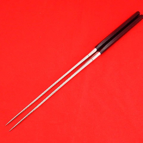 YuiSenri Japanese Chef's tool, "MORIBASHI" Chopsticks,Stainless Steel tip, Hexagonal Black Wood Handle