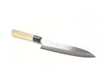 YuiSenri Japanese Pro Knife, AUS10 Hammered 45 Layers Damascus, Japanese Chef's Knife/WA Gyuto Octagonal Magnolia Wood Handle