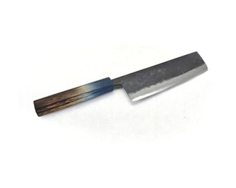 Yoshihiro Blue Steel #2 Black Forging RGB Nakiri 165 mm/6.5" with Blue Oak Handle