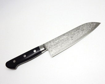 YuiSenri Japanese Pro Knife, VG-10/17 Layers Cobalt Damascus Stainless Steel, Santoku Knife 170 mm/6.7&quot;