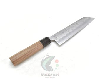 Yoshihiro Ginsan Nashiji Finish, Chef's Kiritsuke Gyuto - Stainless Chef's Kiritsuke Gyuto with Walnut Handle