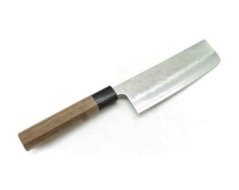 Yoshihiro Yasuki Silver #3 GINSAN Stainless Clad, Nakiri(Japanese Style Vegetable Knief) Nashiji Finish