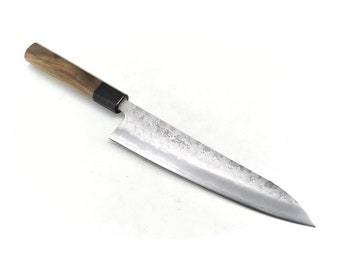 Yoshihiro Ginsan Nashiji Finish, Chef's Gyuto - Stainless Chef's Knife with Excellent Edge Retention and Easy Maintenance, Walnut Handle