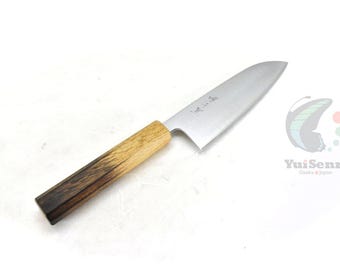 YuiSenri Ginsan, Chef's Santoku - Stainless Chef's Santoku with Excellent Edge Retention and Easy Maintenance, Oak Handle