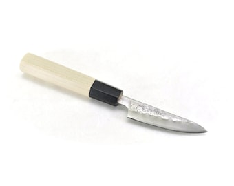 YuiSenri Original Pro Knife, Yasuki Silver #3 GINSAN Warikomi/Clad, Paring Knife 80 mm/3.1" Nashiji Finish