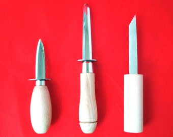 Japanese Sushi Chef&#39;s tool,Stainless Steel Oyster Opener L/S and Oyster Knife,w/wooden handle,Made in Japan