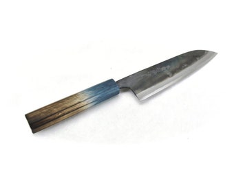 Yoshihiro Blue Steel #2 Black Forging RGB Santoku 165 mm/6.5" with Blue Oak Handle