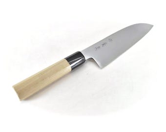 Sakai Kikumori GOKUJYO Santoku – Yasuki White Steel #2 (Shirogami #2) Japanese Multi-Purpose Knife