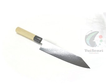 Yoshihiro Ginsan Damascus Kiritsuke Gyuto 210 mm - Stainless Chef's Knife with Excellent Edge Retention & Easy Maintenance, Magnolia Handle