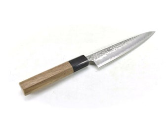 YuiSenri Original Pro Knife, Aogami Super Warikomi/Clad Hammered, Japanese Style Paring/Petty Knife with Octagonal Walnut Handle