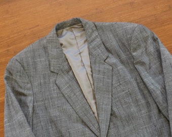 Mens Hand Tailored 1980s Sport Coat Gray Approx 46R