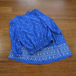 Womens 1980s Skirt Top Set Cobalt Blue Size Medium Large