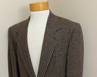 Mens Vintage Brown Tweed Plaid Sport Coat Nordstrom 40L