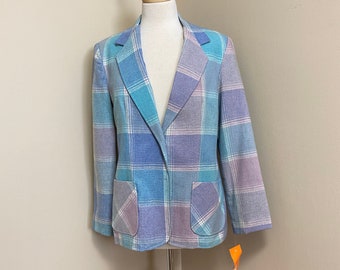 Womens 1980s Pastel Check Blazer Size Small New with Tags Vintage