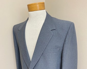 Mens Vintage Polyester Montgomery Ward Sport Coat 42L Blue Gray