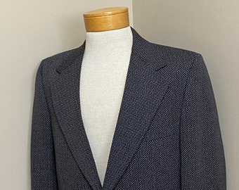 Mens 1970s Double Knit Polyester Sport Coat Size 42L Dark Gray Blazer